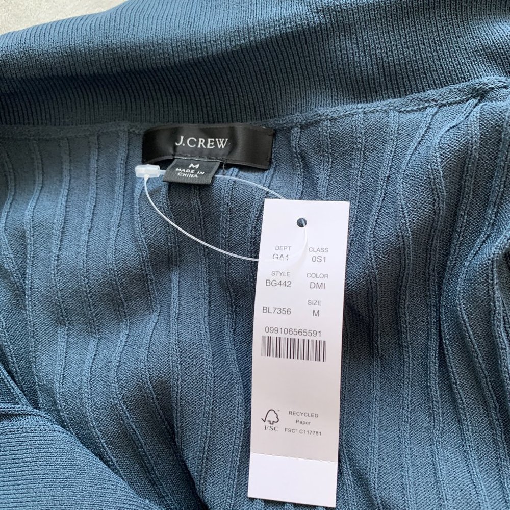 J.Crew Blue Ribbed Cropped Jumpsuit - Picture 4 of 7